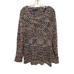 Caroline Morgan Knit Sweater Women's Plus Sz 16 Khaki Multicolor Fluffy Textured